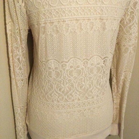 Living Doll Ivory‎ Ecru Lace Zip Up Unlined Jacket Size Med - Picture 7 of 11